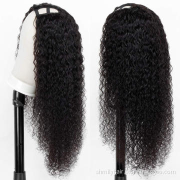 Natural Water Wave U Part Brazilian 100% Human Hair Wigs For Black Women Wholesale Raw Indian Virgin Blend Wig Hair Extensions